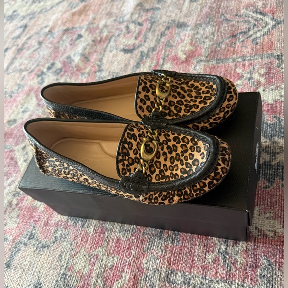 Coach Maegan Driver Haircalf Leopard Loafers Size 7B Natural EUC - Picture 4 of 13